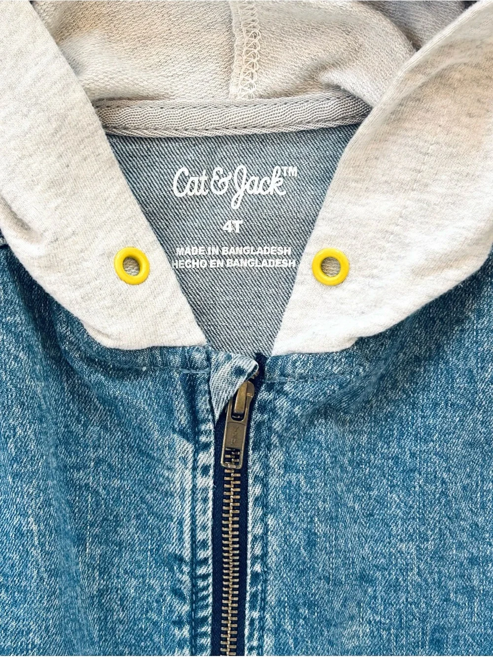 Cat & Jack Boys 4 Years Denim Jacket with Cream Hood